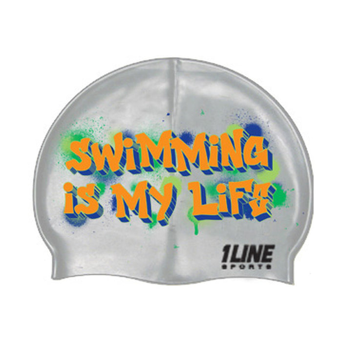 1Line Sports Swim Cap Graffiti