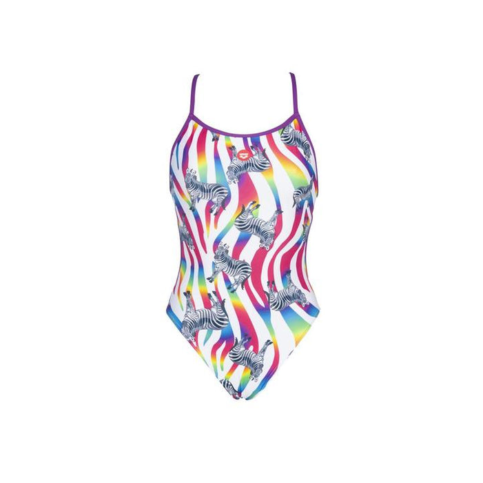 Arena Crazy Zebras Lace Back One Piece Swimsuit