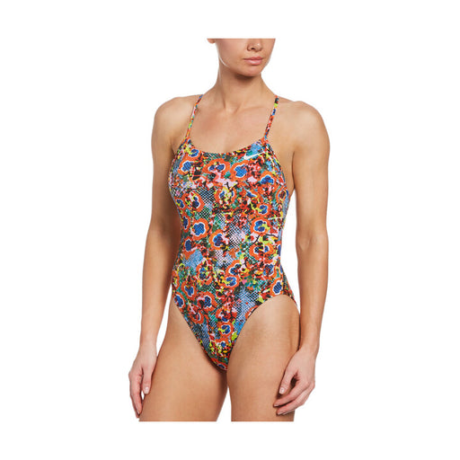 Nike Hydrastrong Lace Up Tie Back Multiple Print Swimsuit
