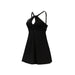 Dolfin Women's Aquashape Solid Black Front Keyhole A-Line Swim Dress
