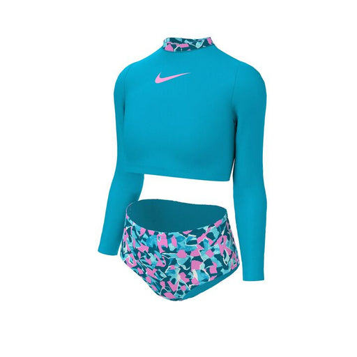 Nike Girls Shred Camo Long Sleeve Crop Top & High Waist Set