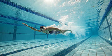 A swimmer using a pull buoy to improve their pull during a swim workout.