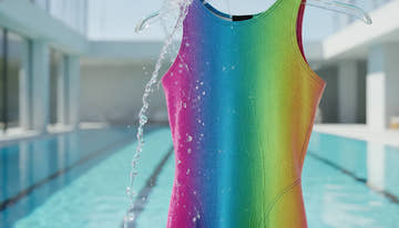 Competitive tech swimsuit being rinsed with cool water after a race