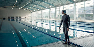 Competitive swimmer in a tech suit ready for a high-performance swim.