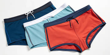 An essential guide to men's swim briefs featuring a selection of colorful styles.