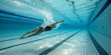 Swimmer using a pull buoy to isolate the upper body and reap the benefits of a stronger pull.
