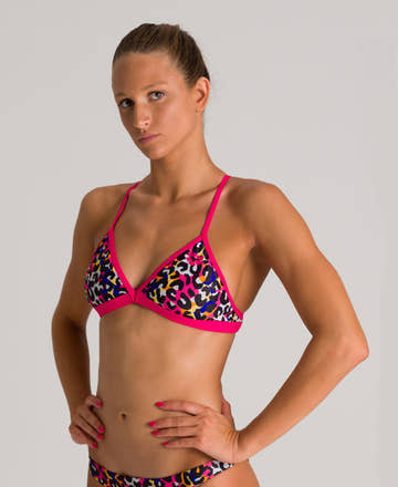 Arena Women's Cheetah Heat Tie Back Top  Two Piece Swimsuits  Arena