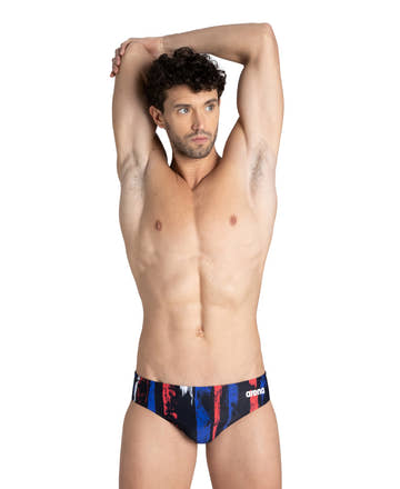 Arena Man Team Painted Stripes Swim Brief  Swimming Briefs for Men  Arena