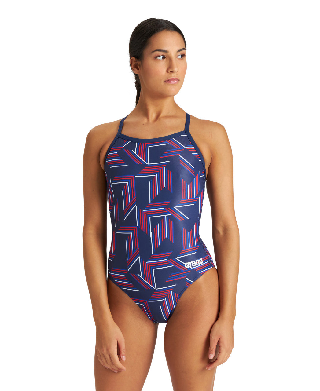 Arena Women's Puzzled Light Drop Back One Piece Swimsuit Extended Colors  Swim Team Prints  Arena