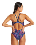 Arena Women's Puzzled Light Drop Back One Piece Swimsuit Extended Colors  Swim Team Prints  Arena