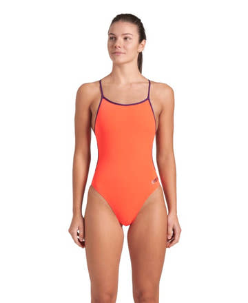 Arena Women's One Piece Lace Back Solid Swimsuit Extended Colors  Team Solid  Arena