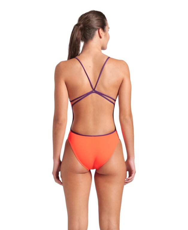 Arena Women's One Piece Lace Back Solid Swimsuit Extended Colors  Team Solid  Arena
