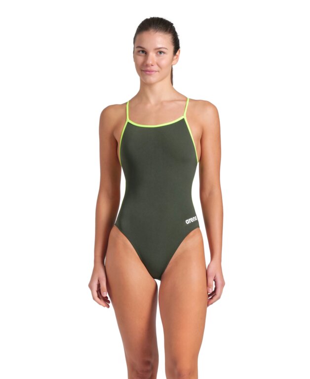 Arena Women's One Piece Lace Back Solid Swimsuit Extended Colors  Team Solid  Arena