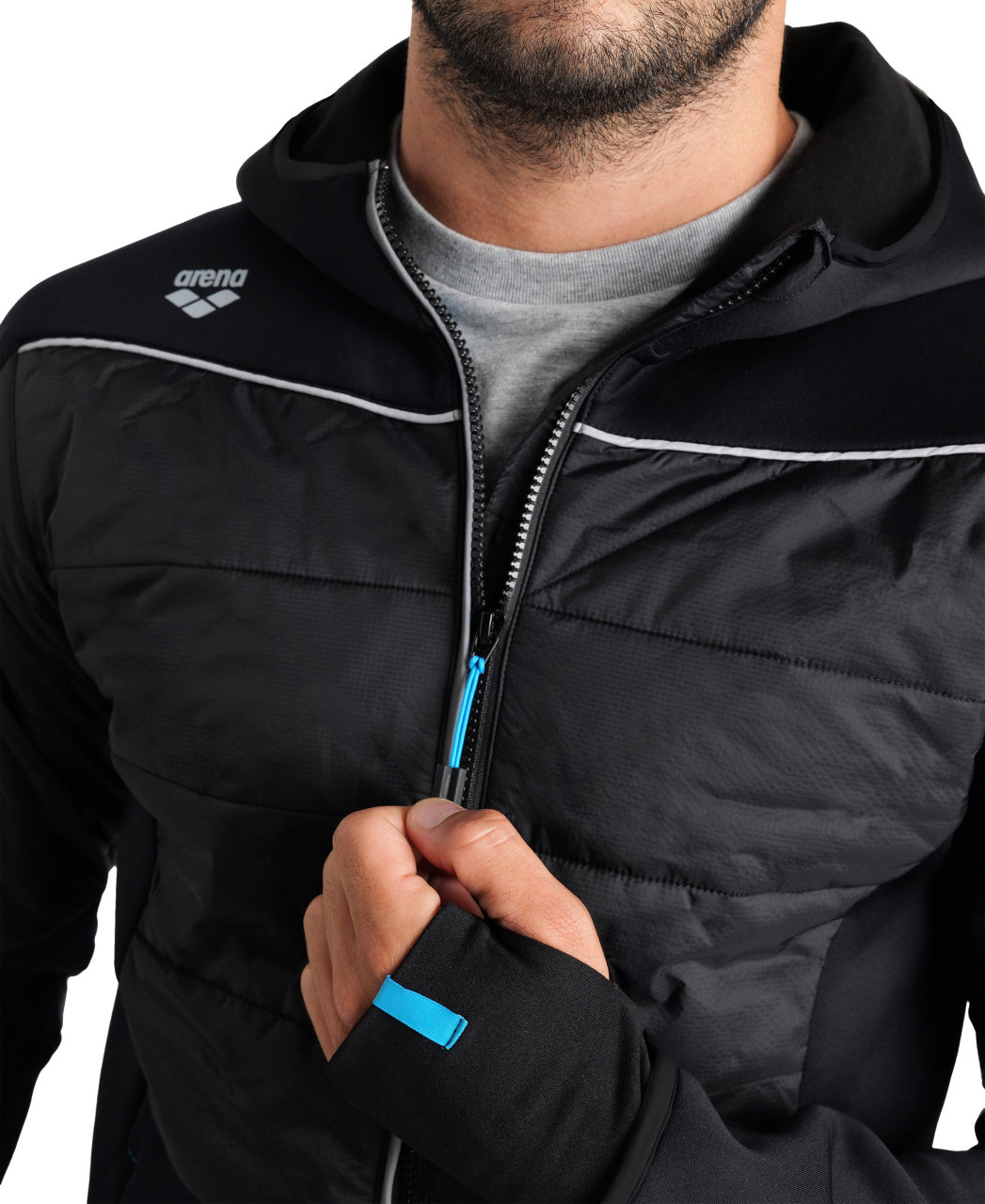 Arena Team Hooded Front Zipped Half-Quilted Jacket  Hoodie  Arena