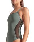 Arena Women Mesh Panels Swimsuit Closed Back One Piece Swimsuit  Competition Swimsuits  Arena