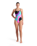 Arena Women's Multi Slices One Piece Swimsuit Lightdrop Back  One Piece Swimsuits  Arena