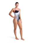 Arena Women's Multi Slices One Piece Swimsuit Lightdrop Back  One Piece Swimsuits  Arena