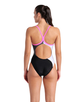 Arena Women's Multi Slices One Piece Swimsuit Lightdrop Back  One Piece Swimsuits  Arena
