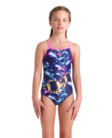 Arena Girl's Soap Bubbles Light Drop Back One Piece Swimsuit