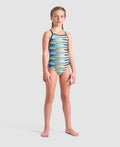 Arena Girl's Racing Stripe Lightdrop Back One Piece Swimsuit  Girls One Piece  Arena