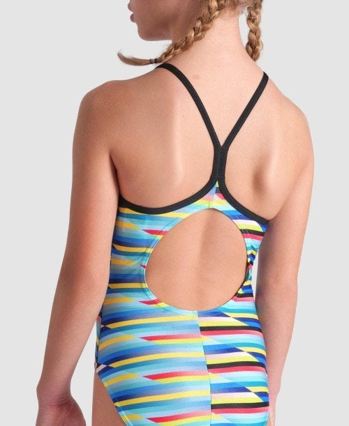 Arena Girl's Racing Stripe Lightdrop Back One Piece Swimsuit  Girls One Piece  Arena