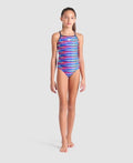 Arena Girl's Racing Stripe Lightdrop Back One Piece Swimsuit  Girls One Piece  Arena