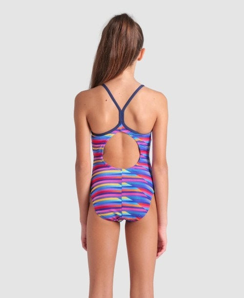 Arena Girl's Racing Stripe Lightdrop Back One Piece Swimsuit  Girls One Piece  Arena