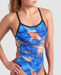 Arena Women's Gold Leaves Challenge Back One Piece Swimsuit  One Piece Swimsuits  Arena