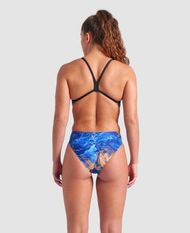 Arena Women's Gold Leaves Challenge Back One Piece Swimsuit  One Piece Swimsuits  Arena