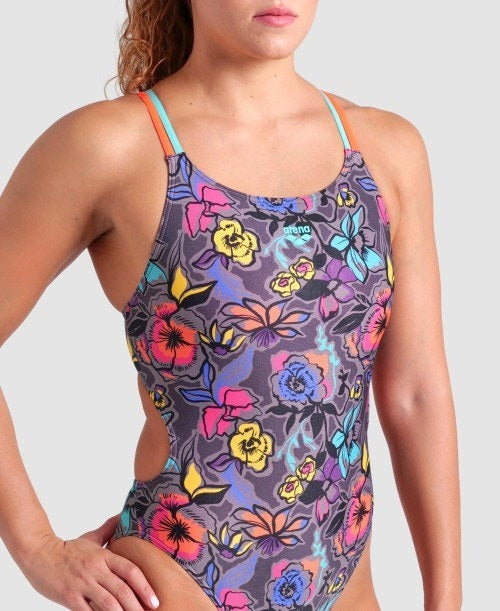 Arena Women's Vivid Repeat Lace Plus Back One Piece Swimsuit