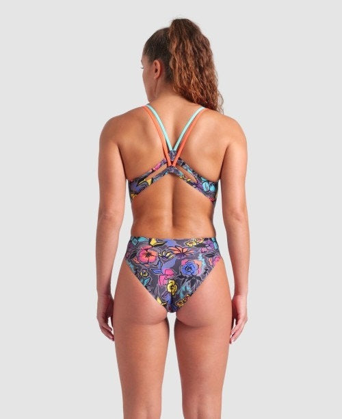 Arena Women's Vivid Repeat Lace Plus Back One Piece Swimsuit