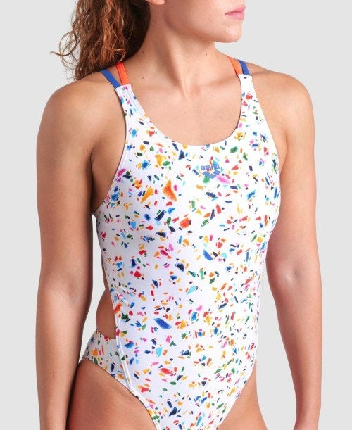 Arena Women's Confetti Swim Tech Multi One Piece Swimsuit  One Piece Swimsuits  Arena