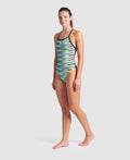 Arena Women's Racing Stripe Xcriss Cross One Piece Swimsuit  One Piece Swimsuits  Arena