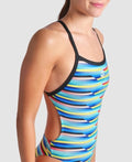 Arena Women's Racing Stripe Xcriss Cross One Piece Swimsuit  One Piece Swimsuits  Arena