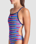 Arena Women's Racing Stripe Xcriss Cross One Piece Swimsuit  One Piece Swimsuits  Arena