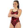 Dolfin Women's Reliance Zephyr Red V-Back One Piece Swimsuit  One Piece Swimsuits  Dolfin
