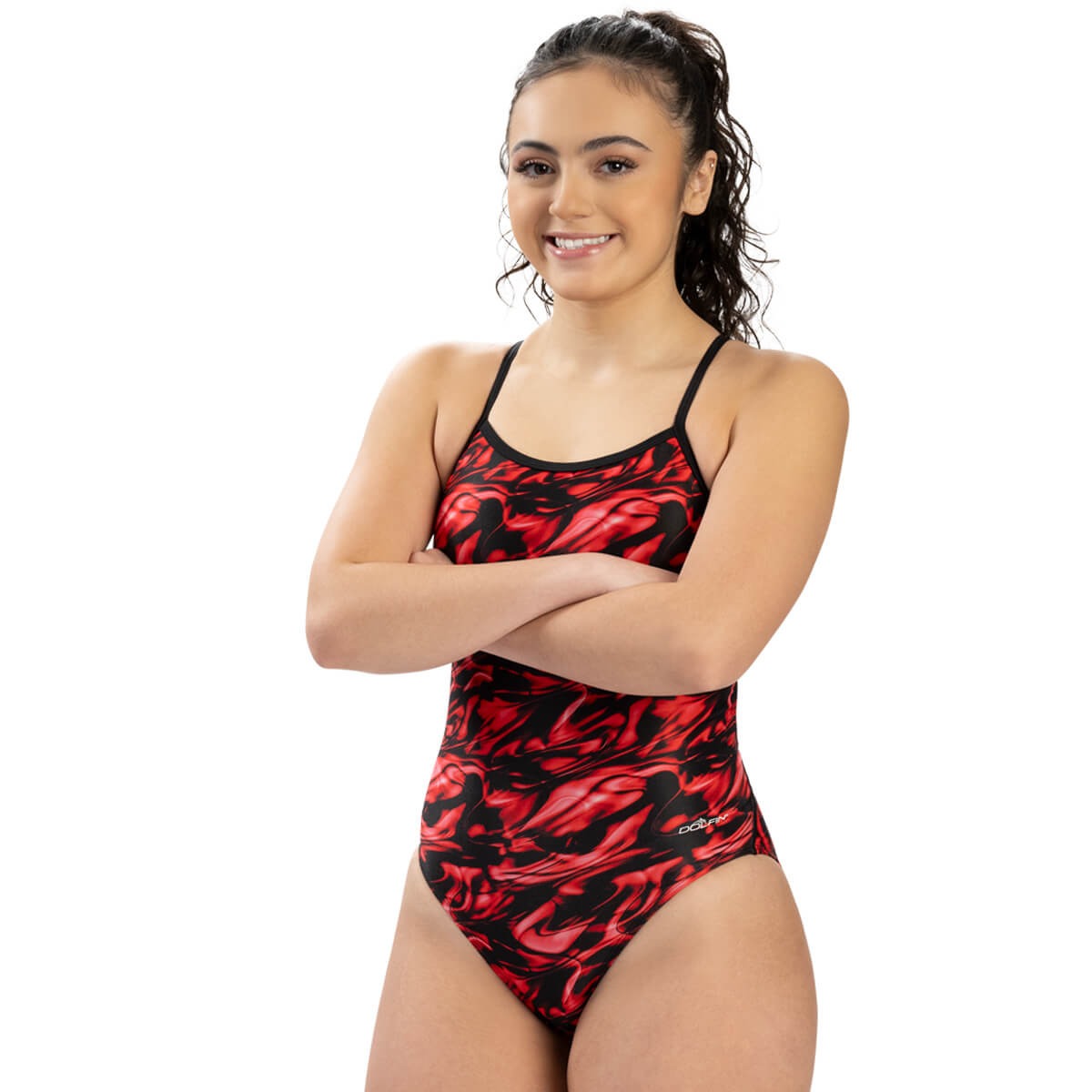 Dolfin Women's Reliance Zephyr Red V-Back One Piece Swimsuit  One Piece Swimsuits  Dolfin