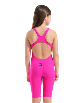 Arena Girls' Powerskin Impulso Jade Aura Open Back Technical Swimsuit - Seaglass