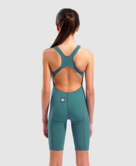 Arena Girls' Powerskin Impulso Jade Aura Open Back Technical Swimsuit  Technical Swimsuit  Arena