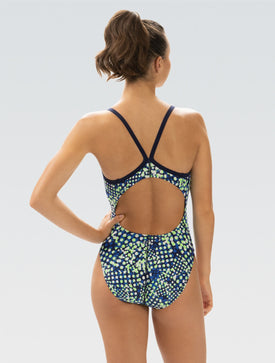 Dolfin Women's XtraSleek Propel Blue and Green V-Back One Piece  Competition Swimsuits  Dolfin