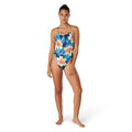 Speedo Women's Printed Double Lace Back 1Pc Swimsuit  One Piece Swimsuits  Speedo