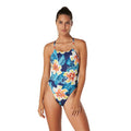 Speedo Women's Printed Double Lace Back 1Pc Swimsuit  One Piece Swimsuits  Speedo