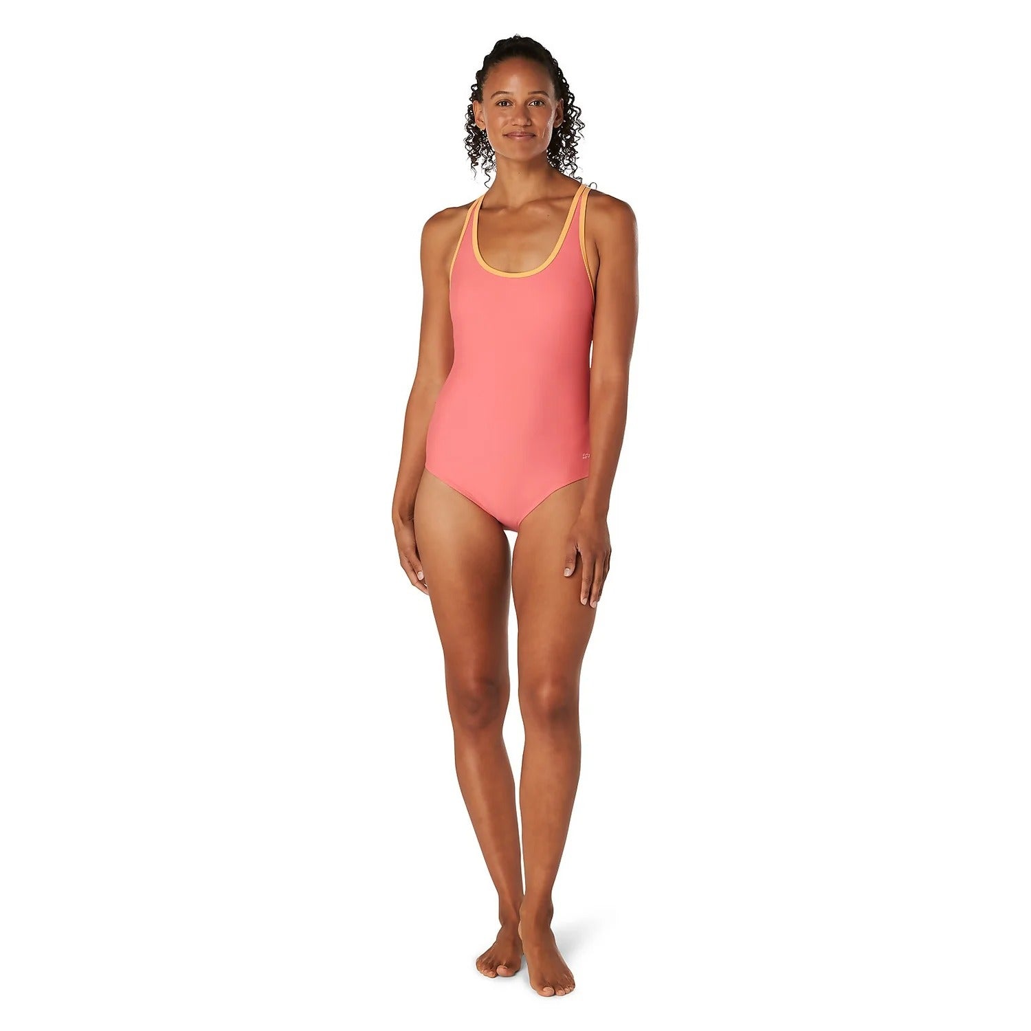 Speedo Women's Standard Swimsuit One Piece Contrast Binding High Cut  One Piece Swimsuits  Speedo