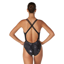 Speedo Women's Printed Volt Back One Piece Swimsuit  Competition Swimsuits  Speedo