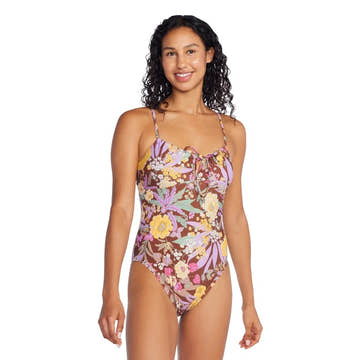 Speedo Women's Printed Bandeau One Piece Swimsuit  Competition Swimsuits  Speedo
