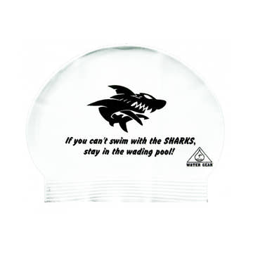 Water Gear Swim Cap CAN'T SWIM WITH SHARKS    Water Gear