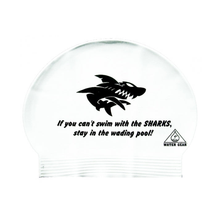 Water Gear Swim Cap CAN'T SWIM WITH SHARKS    Water Gear
