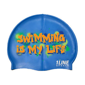1Line Sports Swim Cap Graffiti  Swim Caps  1Line Sports