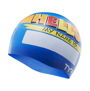 Tyr Junior Kid's Swim Cap HELLO MY NAME  Kids Swim Caps  Tyr
