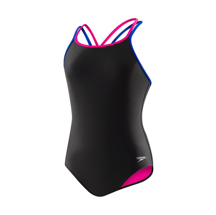 Speedo Girls Swimsuit SOLID Crossback  Girls One Piece  Speedo